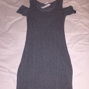 grey off the shoulder bodycon dress